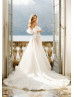 Beaded Strapless Ivory Floral Lace Tulle Wedding Dress